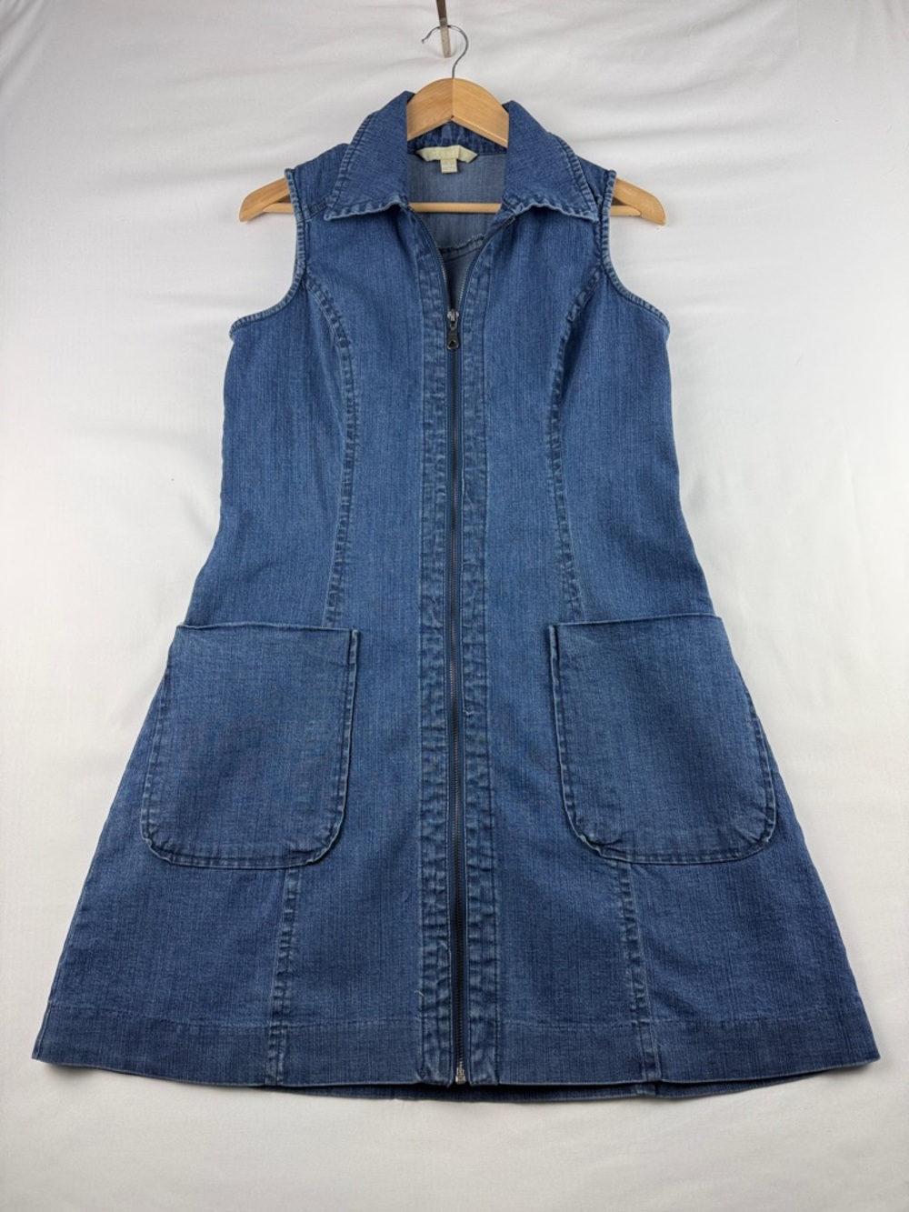 Hope & Harlow Denim Dress – Sleeveless – Front Zip – Size 6 – EUC